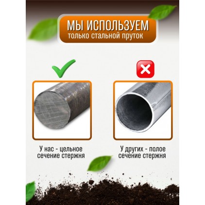 Комплект металлических опор для растений 100 см (10 шт.) с чехлом